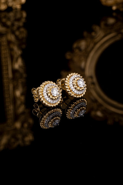 Contemporary Round Halo Lab Grown Diamonds Earstuds (Pair)