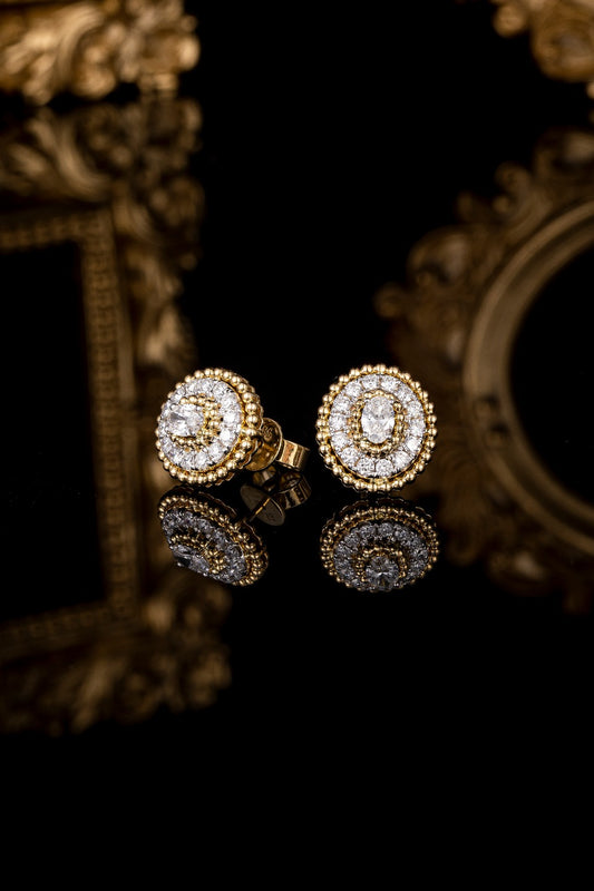 Contemporary Oval Halo Lab Grown Diamonds Earstuds (Pair)