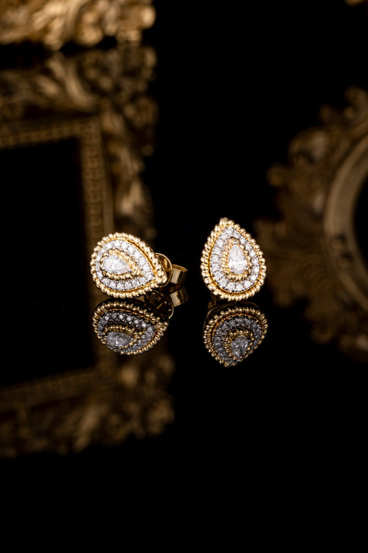 Contemporary Pear Halo Lab Grown Diamonds Earstuds (Pair)