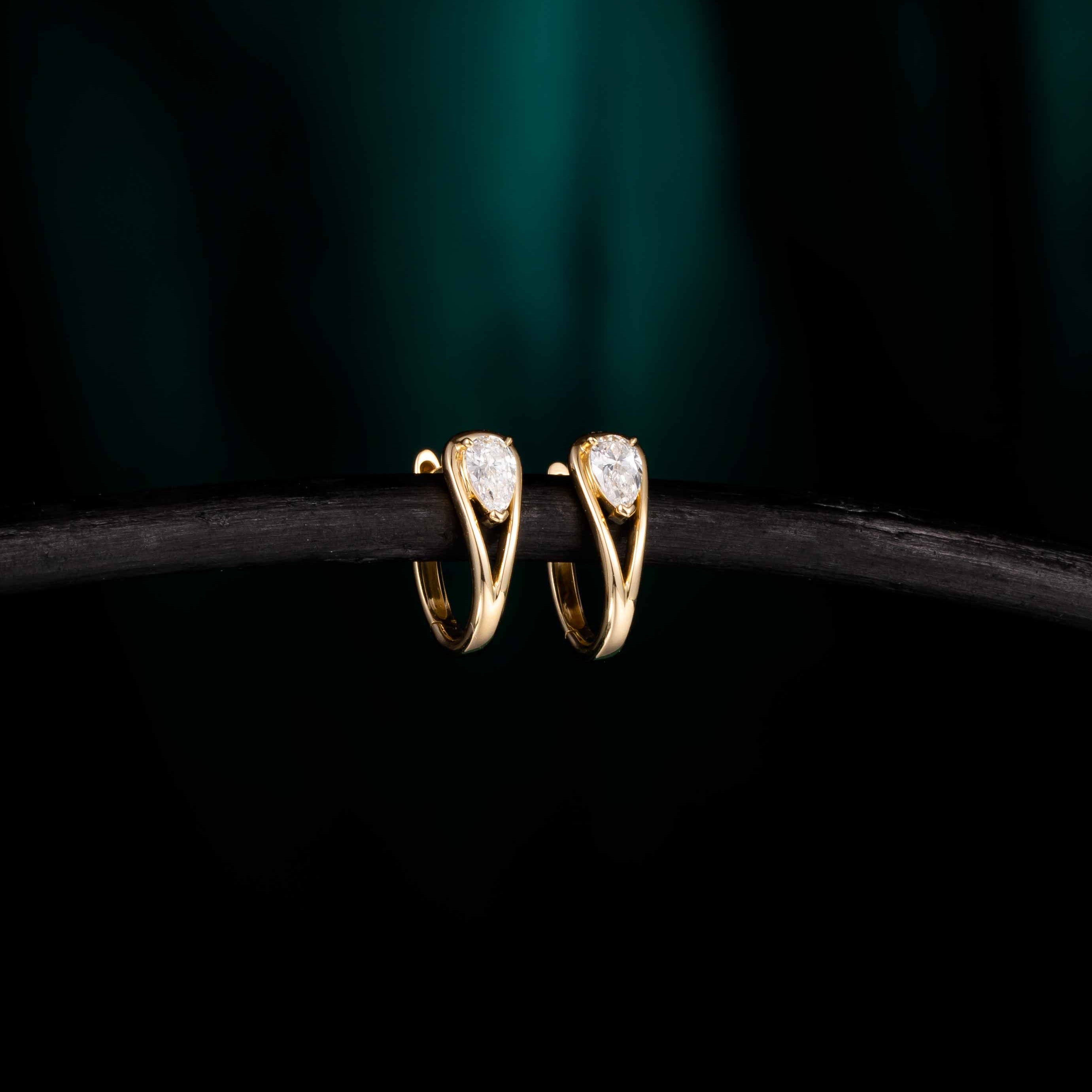 0.3 ctw Pear Lab Grown Diamonds Hoop Earrings(Pair) in 14K Yellow Gold