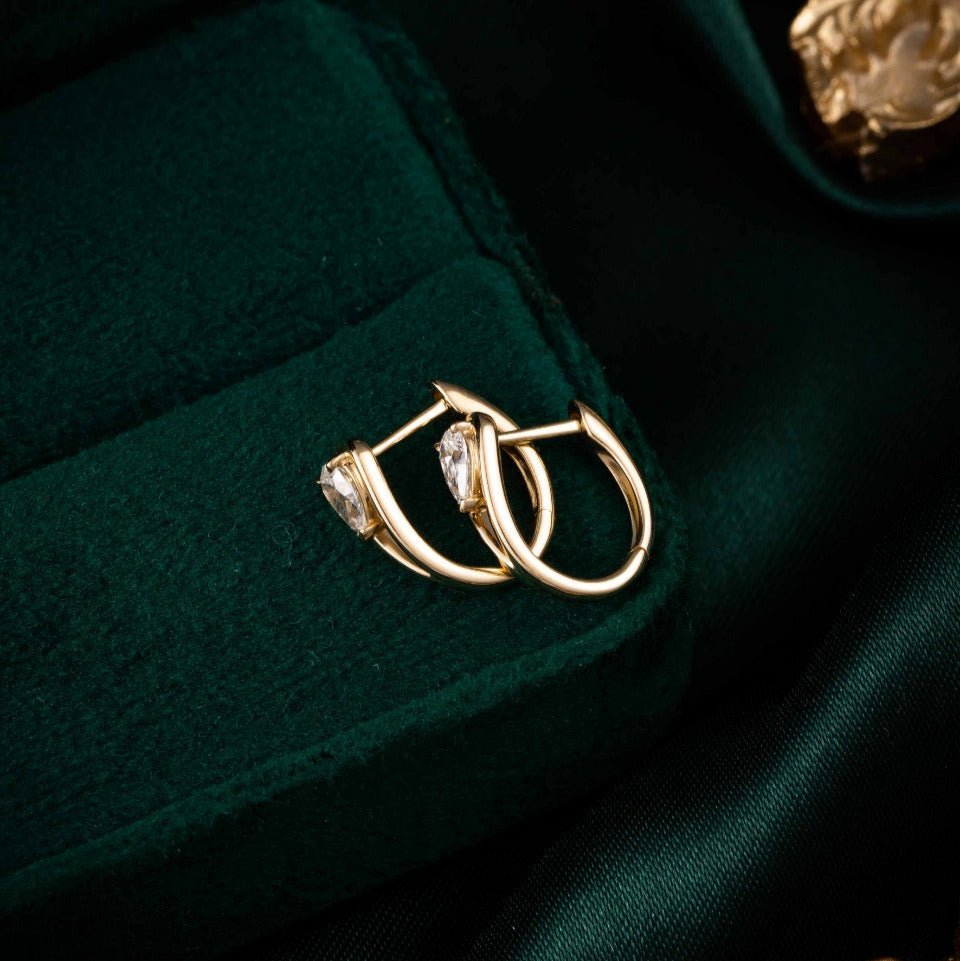 0.3 ctw Pear Lab Grown Diamonds Hoop Earrings(Pair) in 14K Yellow Gold