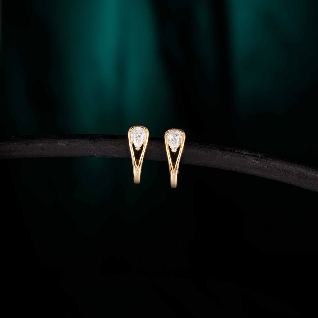 0.3 ctw Pear Lab Grown Diamonds Hoop Earrings(Pair) in 14K Yellow Gold