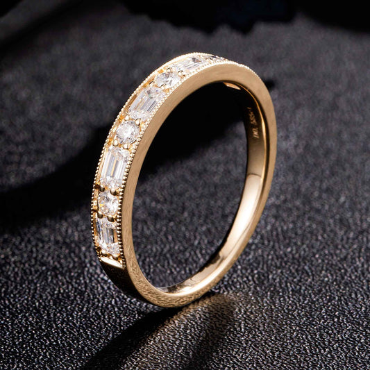 Baguette & Round Half Coverage Lab Grown Diamond Ring