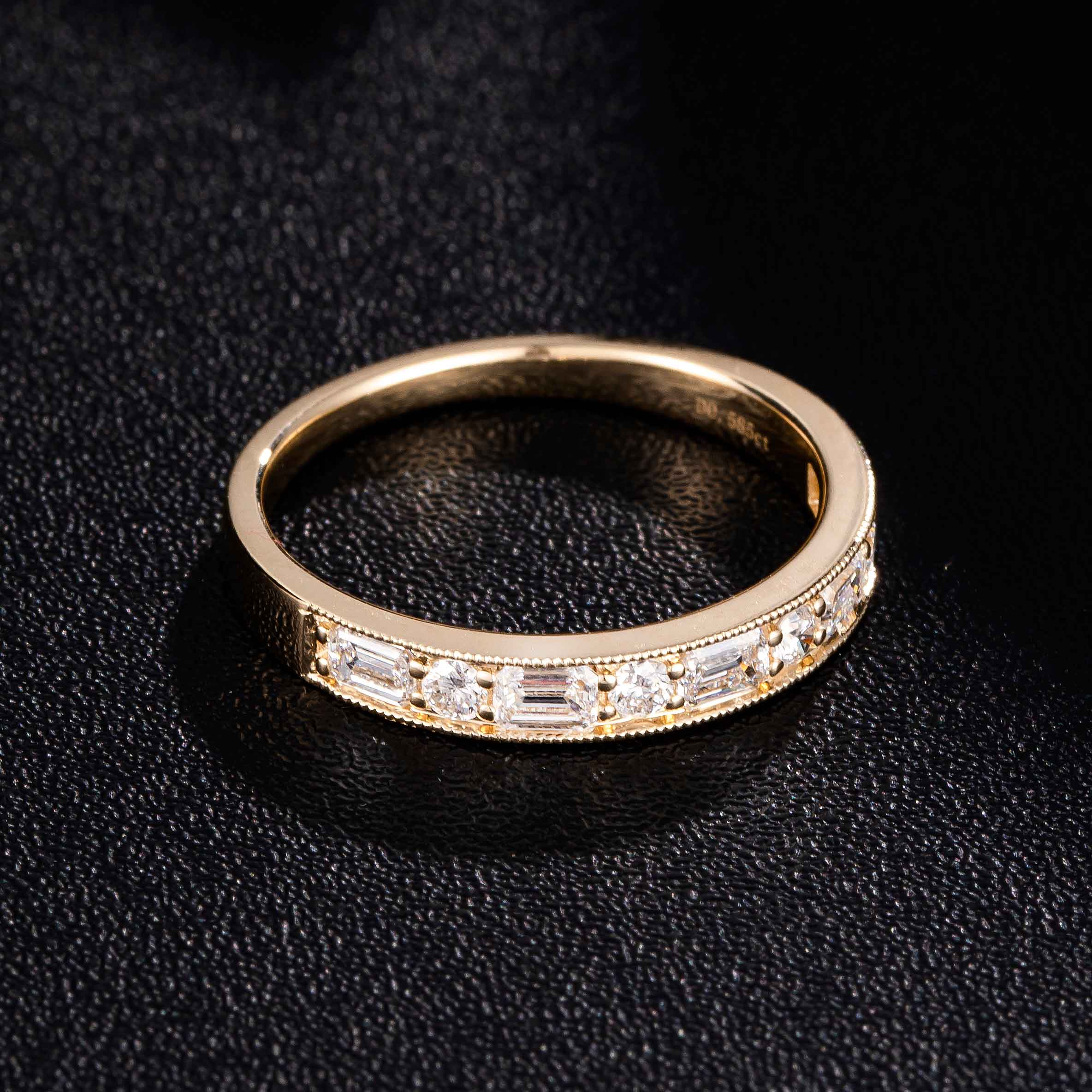 0.585ctw Baguette & Round Half Coverage Lab Grown Diamond Ring in 14k Yellow Gold