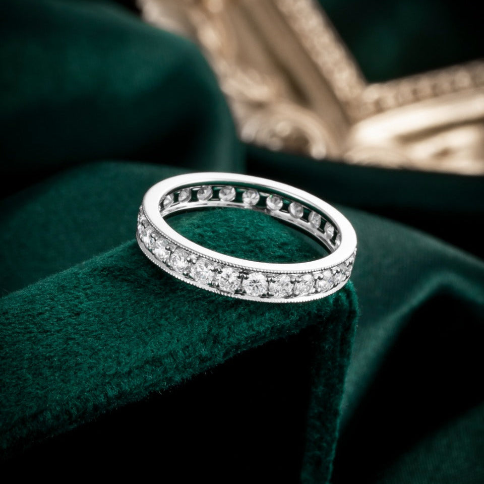 Full Eternity Round Lab Grown Diamond Ring 14K White Gold
