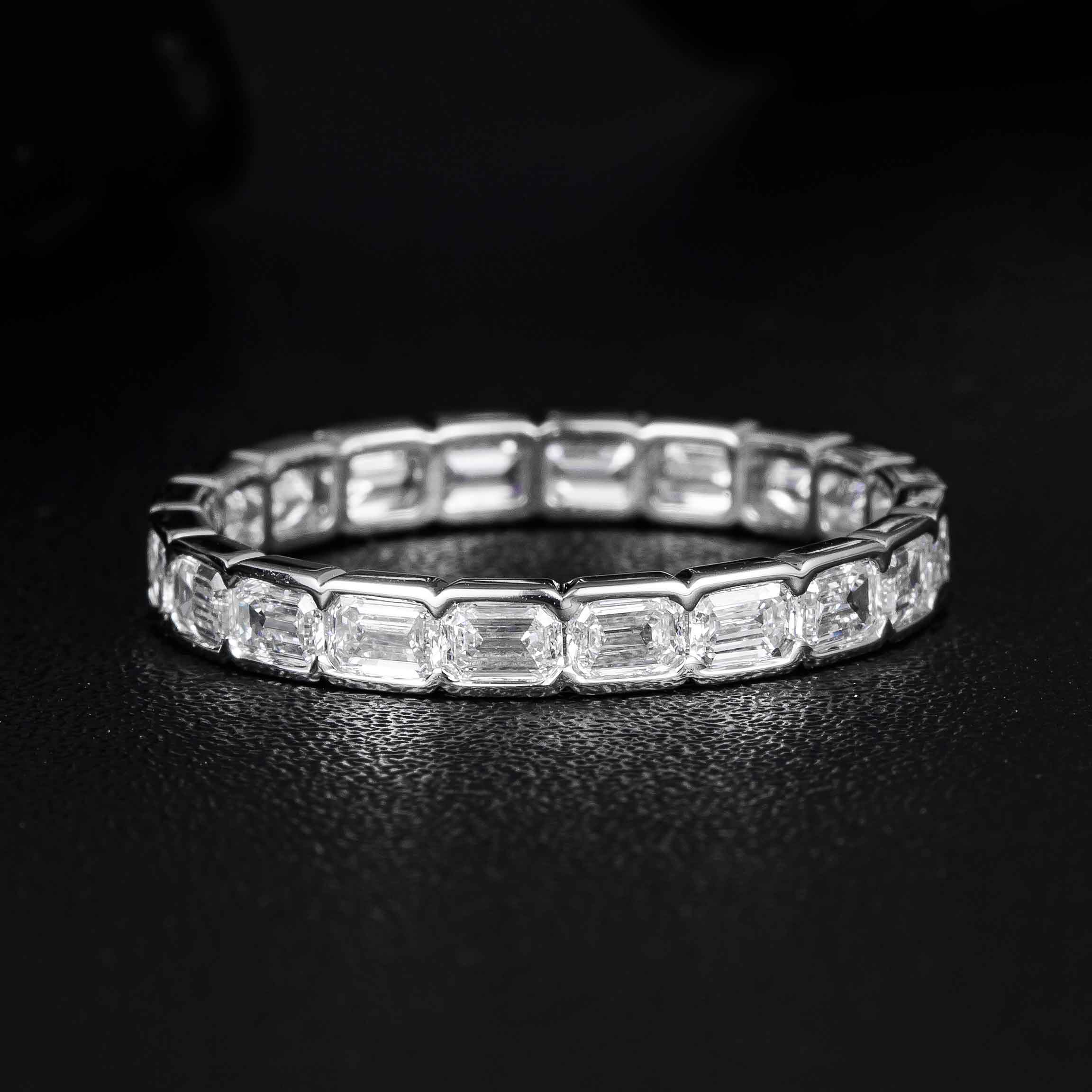 1.64ctw Horizontal Emerald Lab Grown Diamond Eternity Ring in 14k White Gold