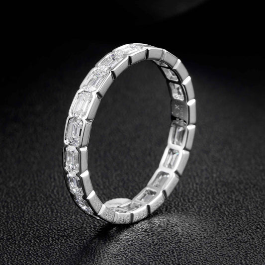 Horizontal Emerald Lab Grown Diamond Eternity Band