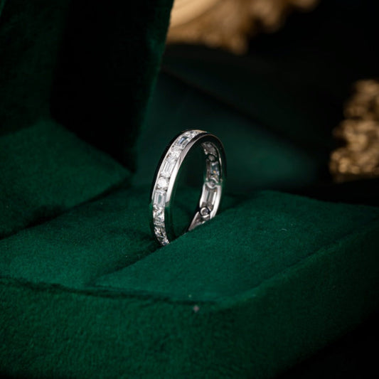 Channel Emerald &Round Lab Grown Diamond Eternity Band