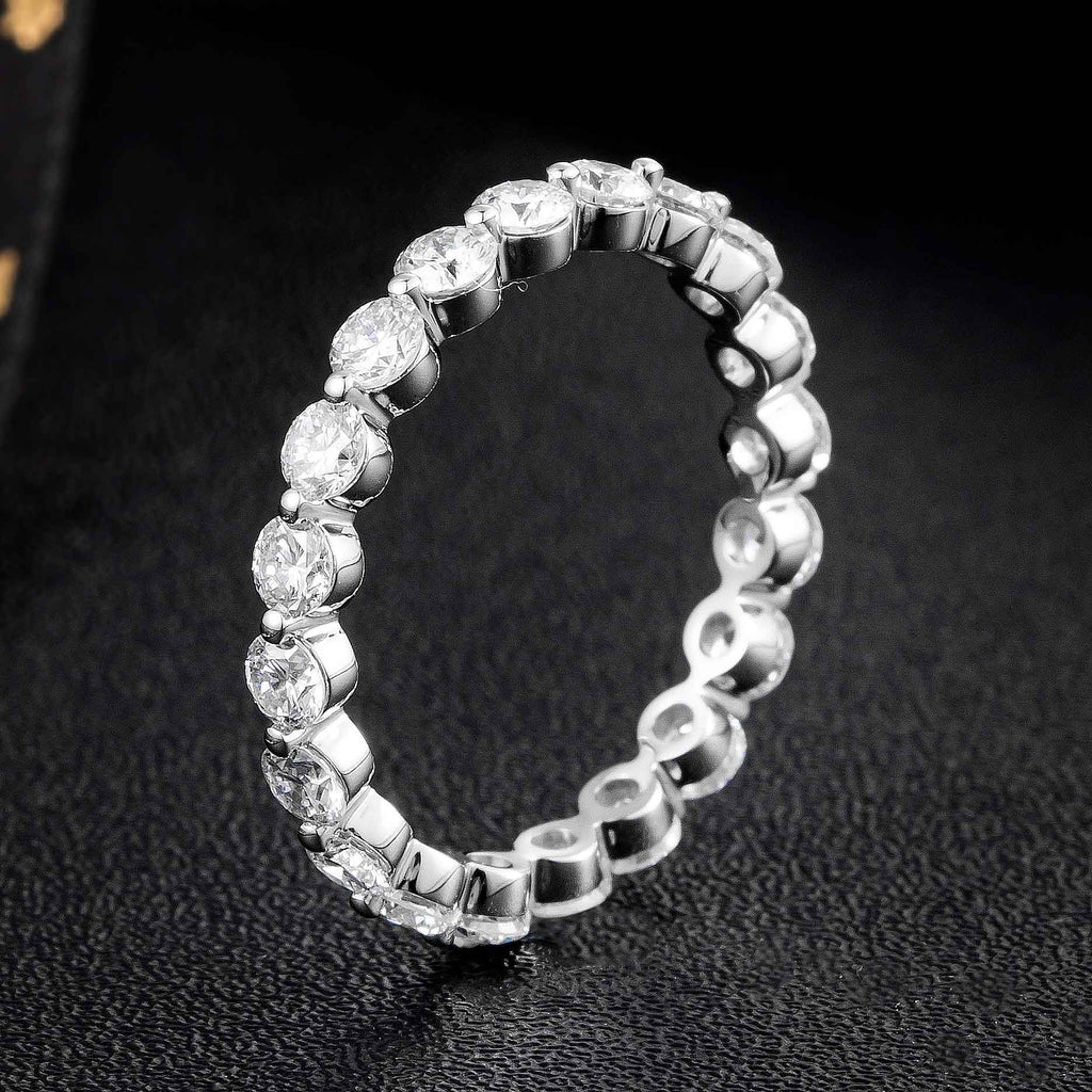 1 2/5 ct.tw Shared Prong Round Lab Grown Diamond Eternity Ring in 14K White Gold