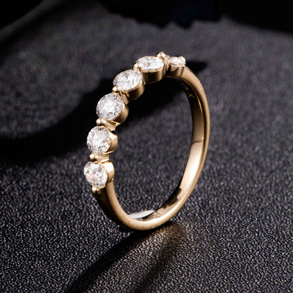 0.819ctw 6-Stones Round Lab Grown Diamond Ring in 14k Yellow Gold