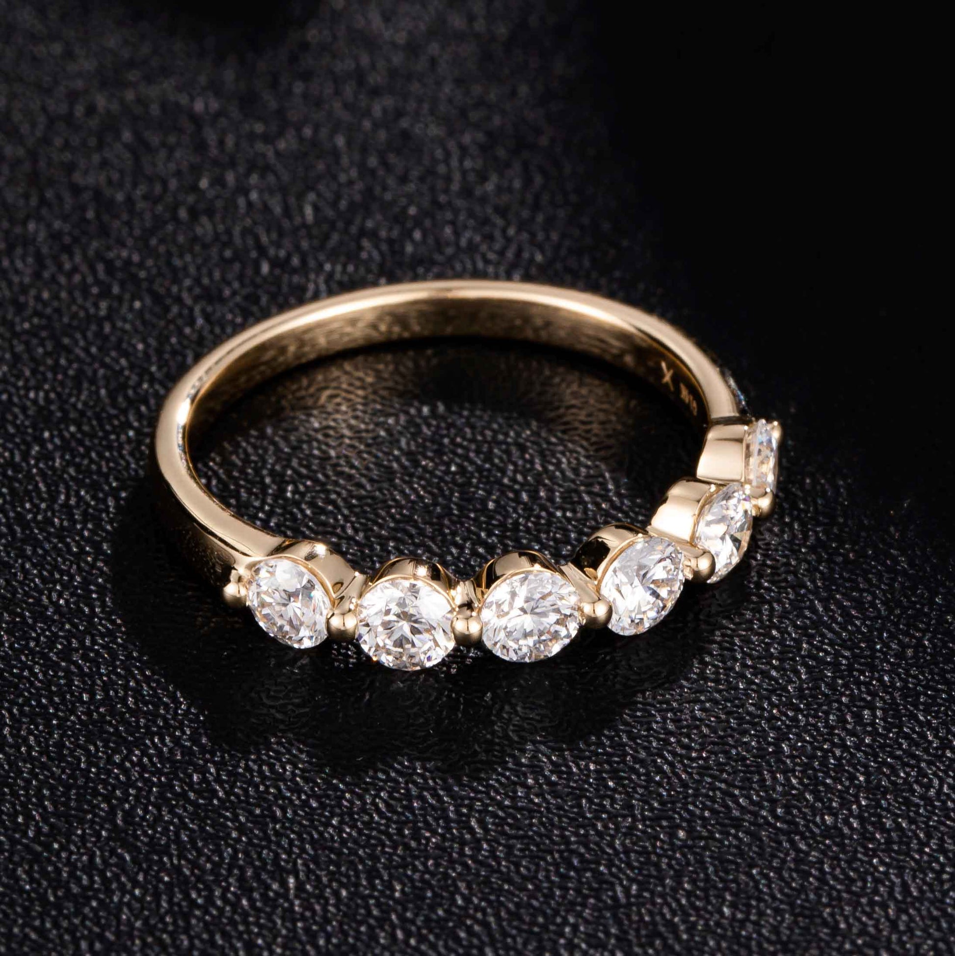0.819ctw 6-Stones Round Lab Grown Diamond Ring in 14k Yellow Gold