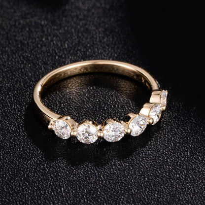 0.819ctw 6-Stones Round Lab Grown Diamond Ring in 14k Yellow Gold