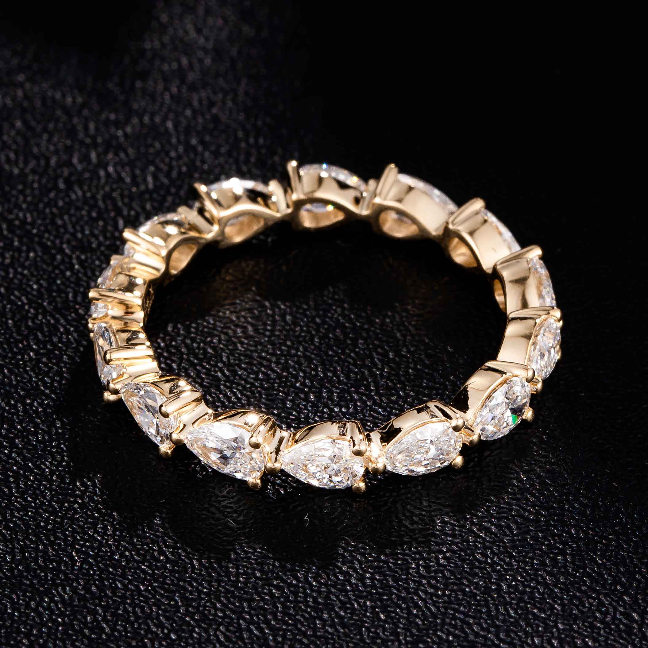 1.6 ctw Pear cut Lab Grown Diamond Horizontal Eternity Ring in 14k Yellow Gold