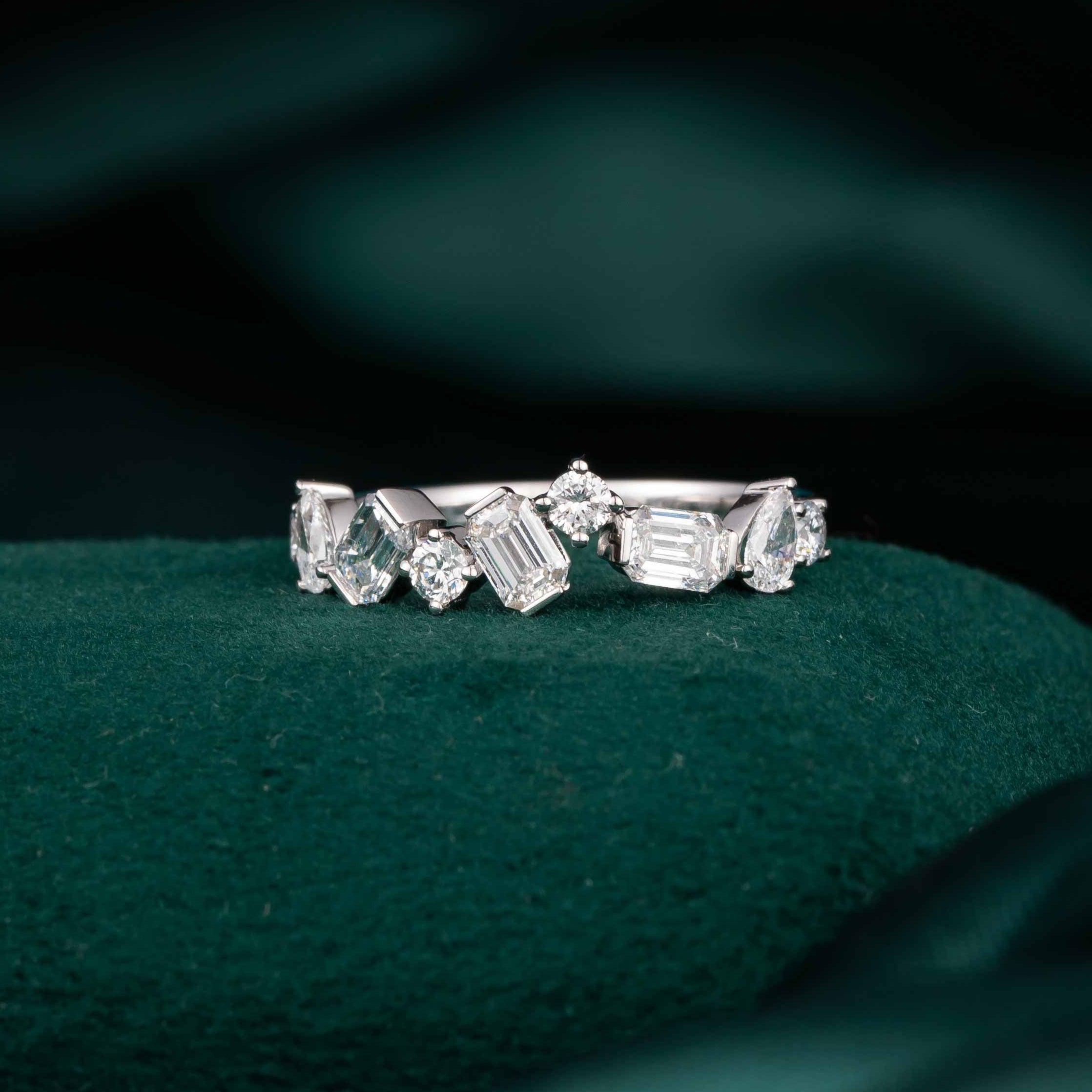 1ctw Half Eternity Multi Shape  Lab Grown Diamond Ring in 14k White Gold