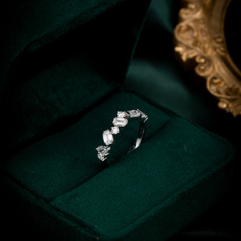 1ctw Half Eternity Multi Shape  Lab Grown Diamond Ring in 14k White Gold