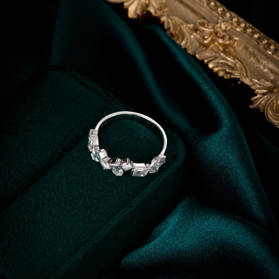 1ctw Half Eternity Multi Shape  Lab Grown Diamond Ring in 14k White Gold