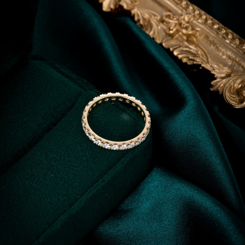 1ctw Sparkling Plated Row Lab Grown Diamond Eternity Ring in 18k yellow gold 