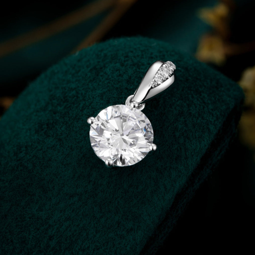 IGI Certified 1 Carat Round Solitaire Lab Grown White Diamond Classic Four Prong Pendant Necklace for Women in 14K Solid Gold