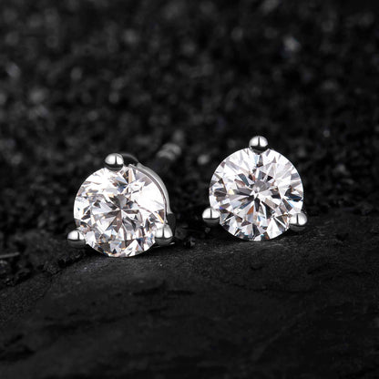 1ct.tw 3 prongs Round Lab Grown Diamonds Earstuds (Pair) in 18k White Gold