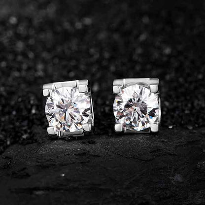 1 ctw Cow Head Round Brillance Lab Grown Diamonds Earstuds (Pair) in 18K White Gold
