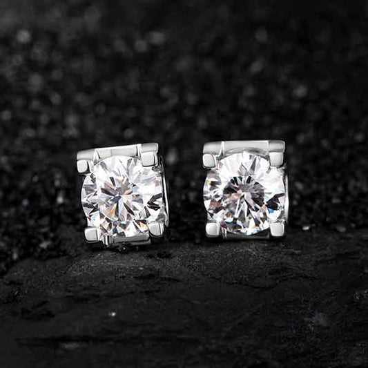 1 ctw Cow Head Round Brillance Lab Grown Diamonds Earstuds (Pair) in 18K White Gold