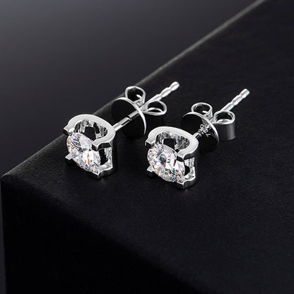 1 ctw Cow Head Round Brillance Lab Grown Diamonds Earstuds (Pair) in 18K White Gold