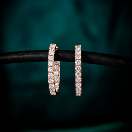 1.5 ctw Lab-Grown Diamond Inside-Outside Hoop Earrings(Pair) in 14k rose Gold