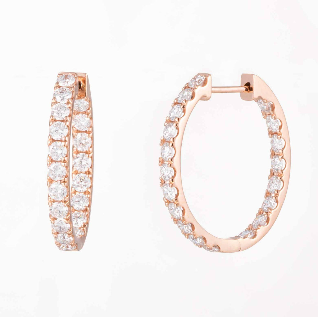1.5 ctw Lab-Grown Diamond Inside-Outside Hoop Earrings(Pair) in 14k Rose GOLD