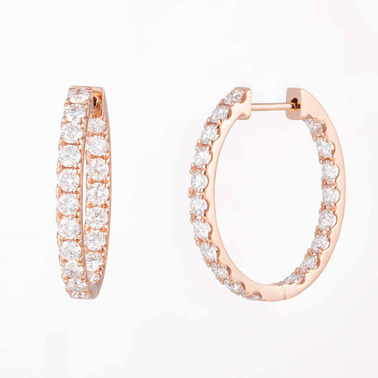 1.5 ctw Lab-Grown Diamond Inside-Outside Hoop Earrings(Pair) in 14k Rose GOLD