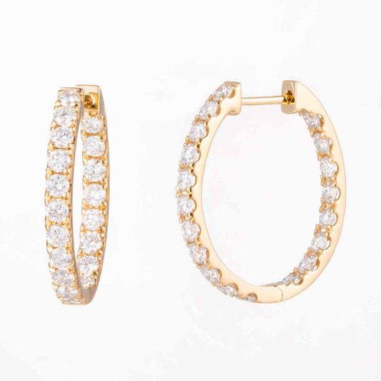 1.5 ctw Lab-Grown Diamond Inside-Outside Hoop Earrings(Pair) in 14k Yellow Gold