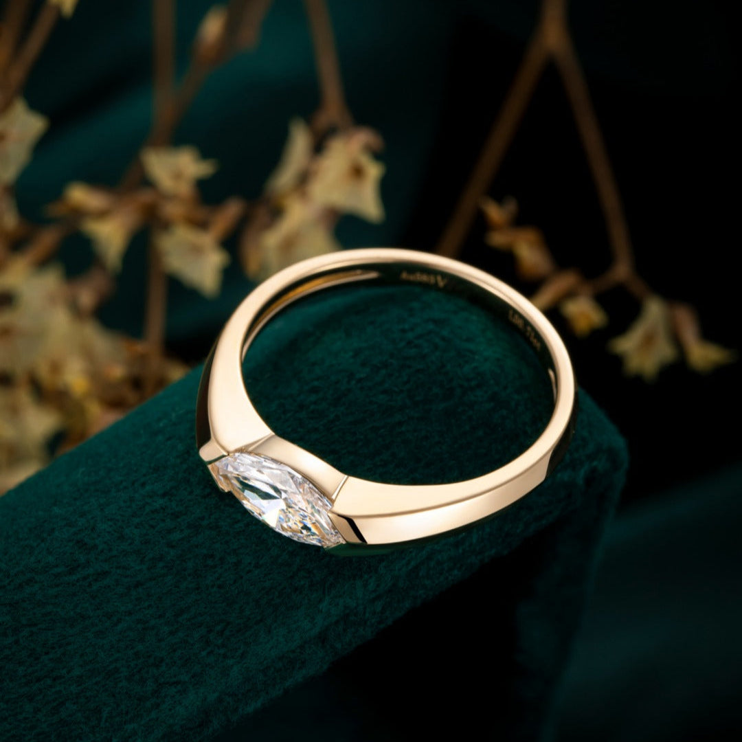 1 ct Marquise Lab Grown Diamond Engagement Ring in 14k Yellow Gold