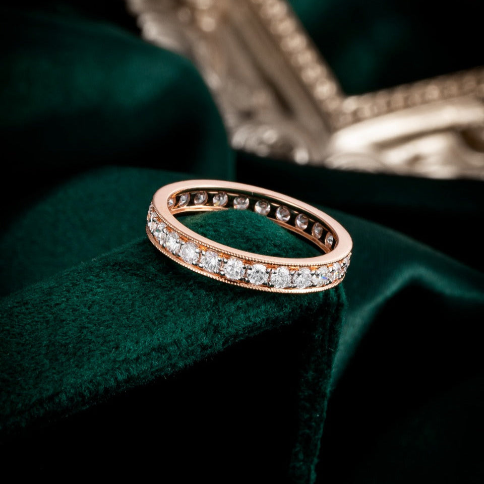 Full Eternity Round Lab Grown Diamond Ring 14K rose Gold