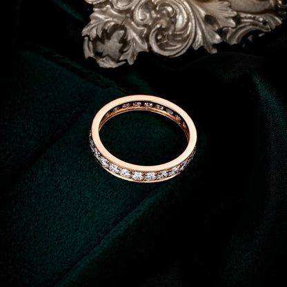 Full Eternity Round Lab Grown Diamond Ring 14K rose Gold