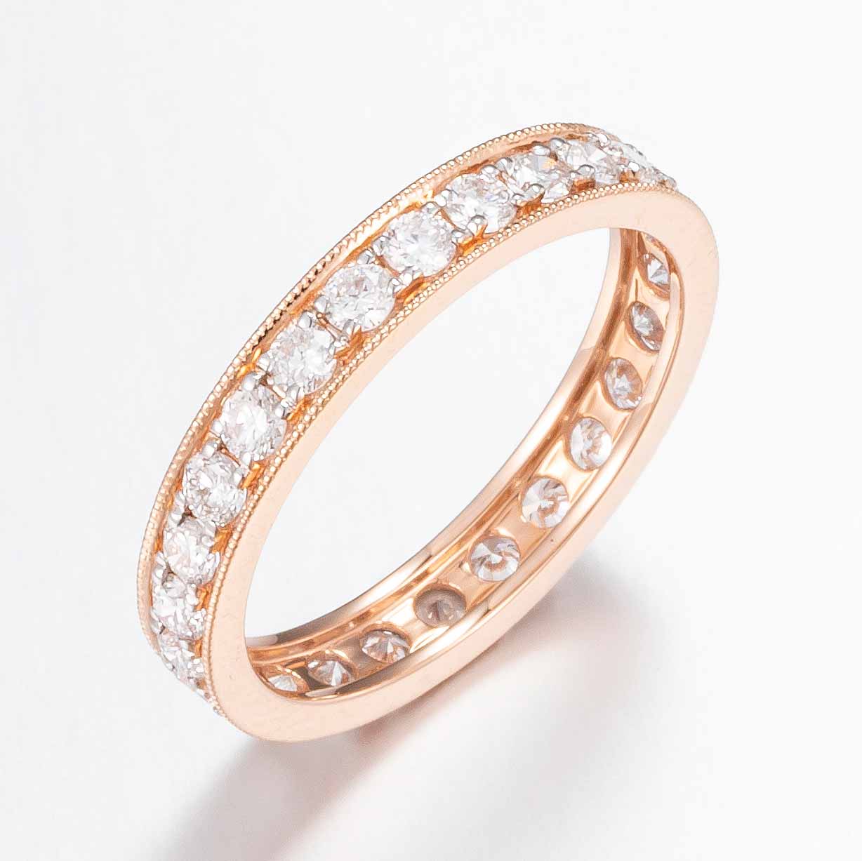 Full Eternity Round Lab Grown Diamond Ring 14K rose Gold