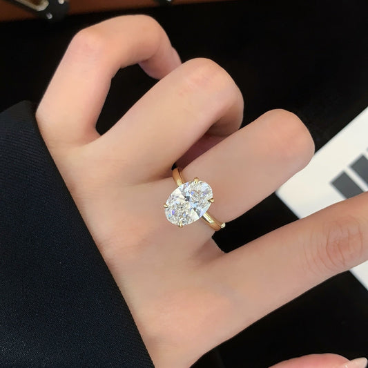 2 ct The Petite 4-Prong Solitaire Oval Lab Grown Diamond Engagement Ring in 14K Yellow Gold