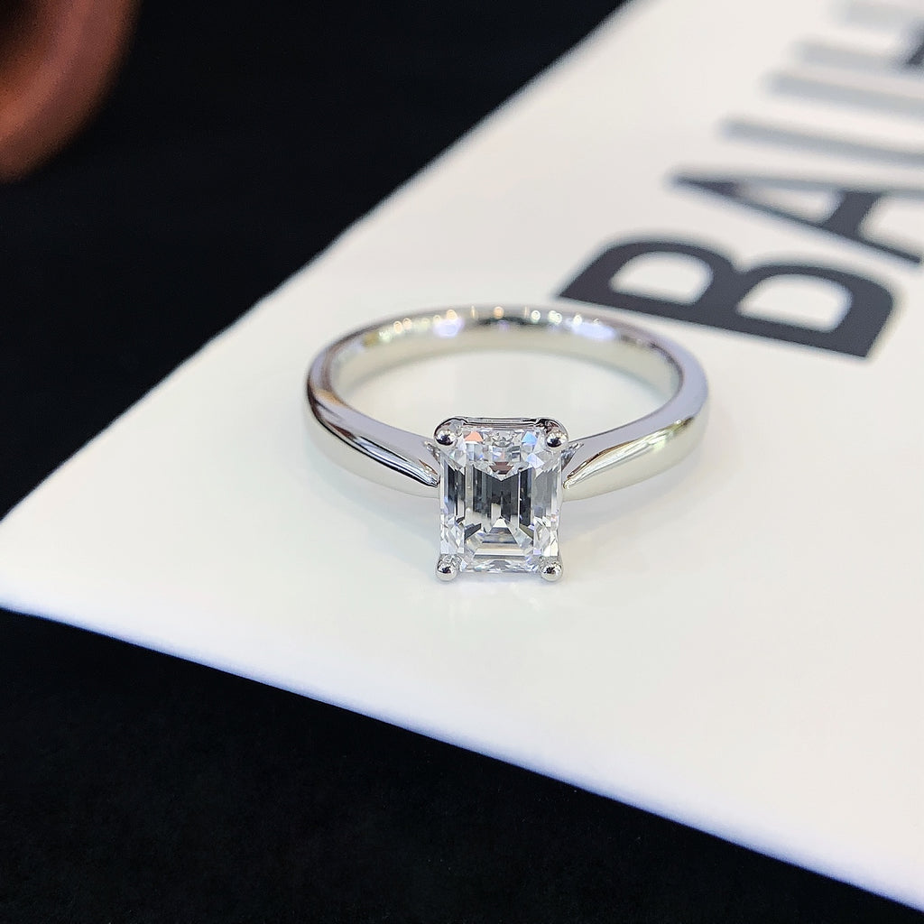 1 1/2 ct Emerald Solitaire Lab Grown Diamond Engagement Ring in Platinum