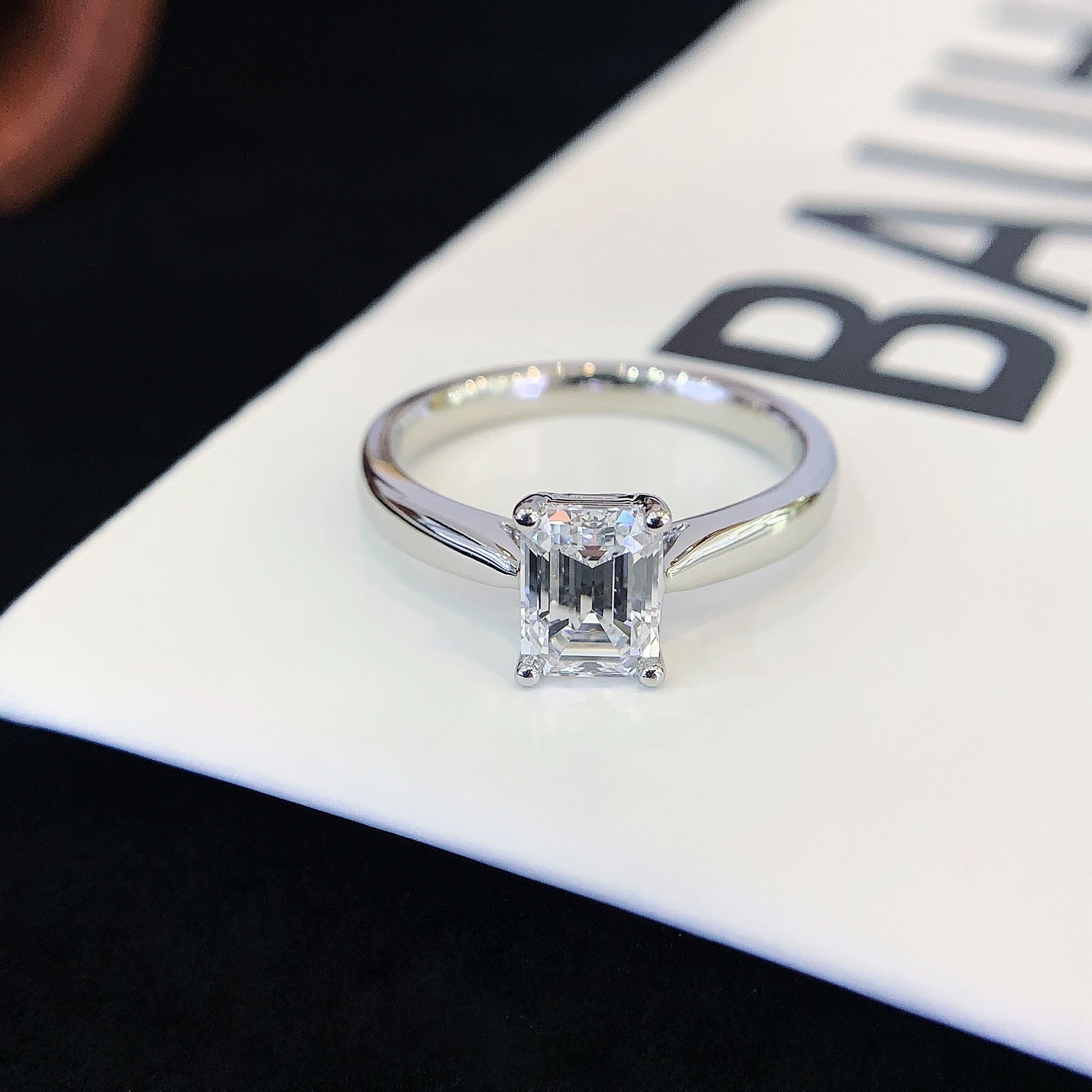 1 1/2 ct Emerald Solitaire Lab Grown Diamond Engagement Ring in Platinum