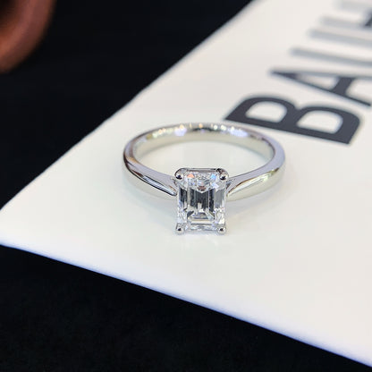 1 1/2 ct Emerald Solitaire Lab Grown Diamond Engagement Ring in Platinum