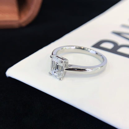 1 1/2 ct Emerald Solitaire Lab Grown Diamond Engagement Ring in Platinum
