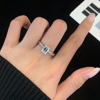 1 1/2 ct Emerald Solitaire Lab Grown Diamond Engagement Ring in Platinum