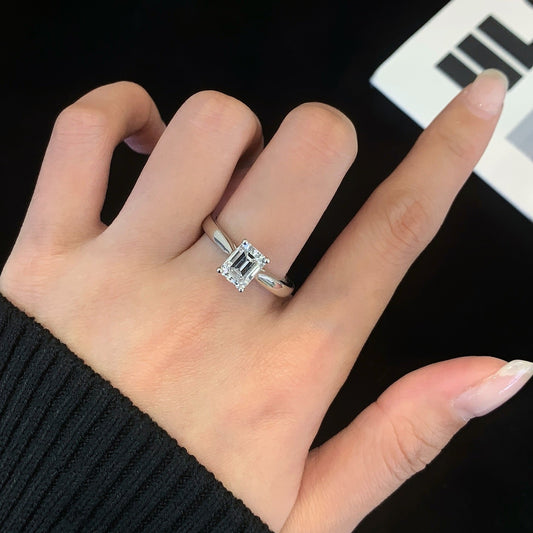 1 1/2 ct Emerald Solitaire Lab Grown Diamond Engagement Ring in Platinum