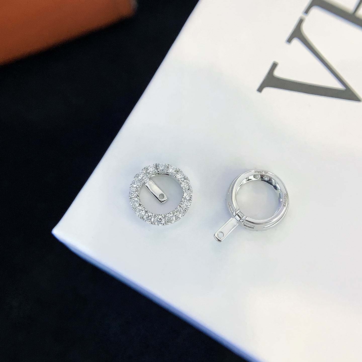 0.713ctw Round Detachable Halo Lab Grown Diamond Earstuds (Pair) in 14k White Gold