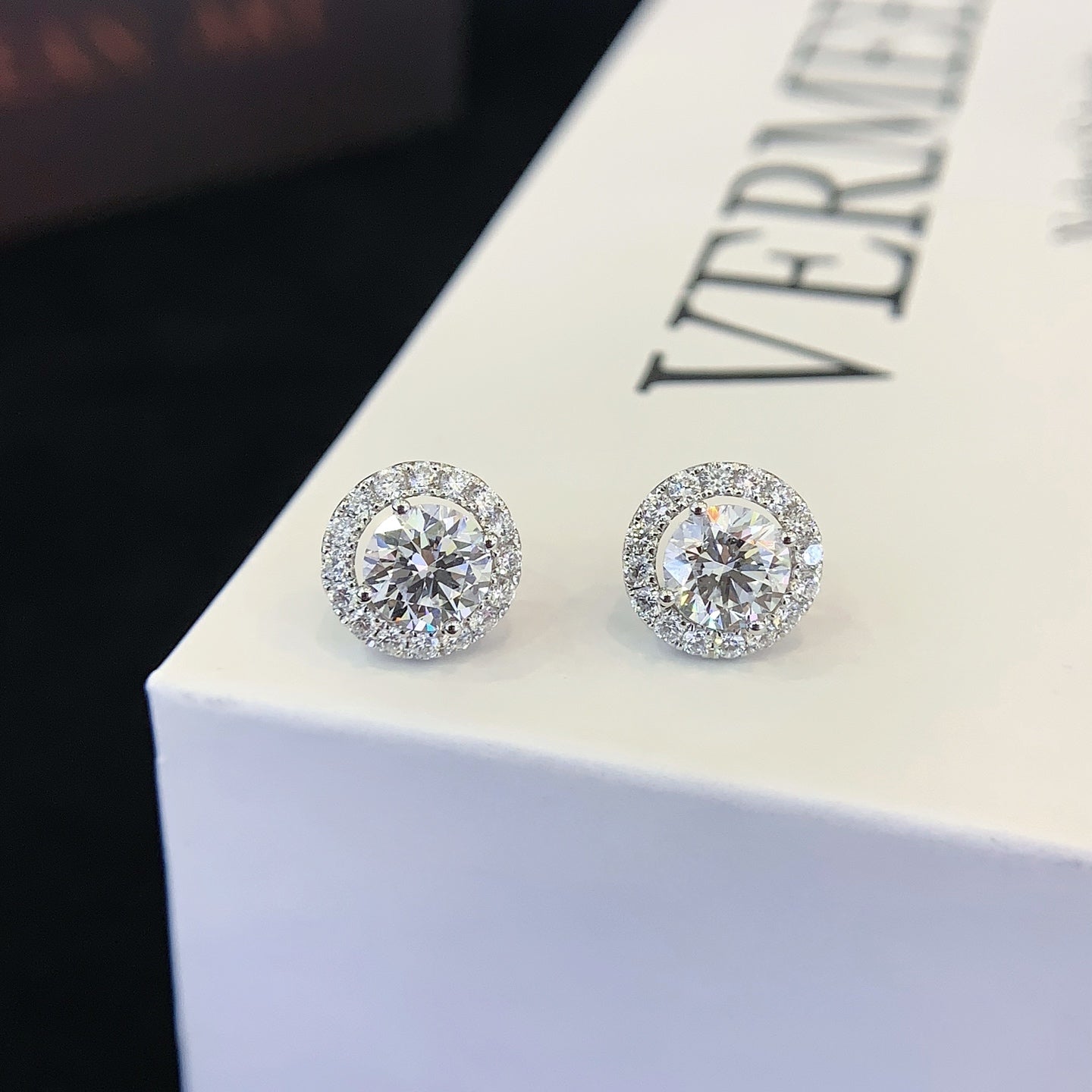 0.713ctw Round Detachable Halo Lab Grown Diamond Earstuds (Pair) in 14k White Gold