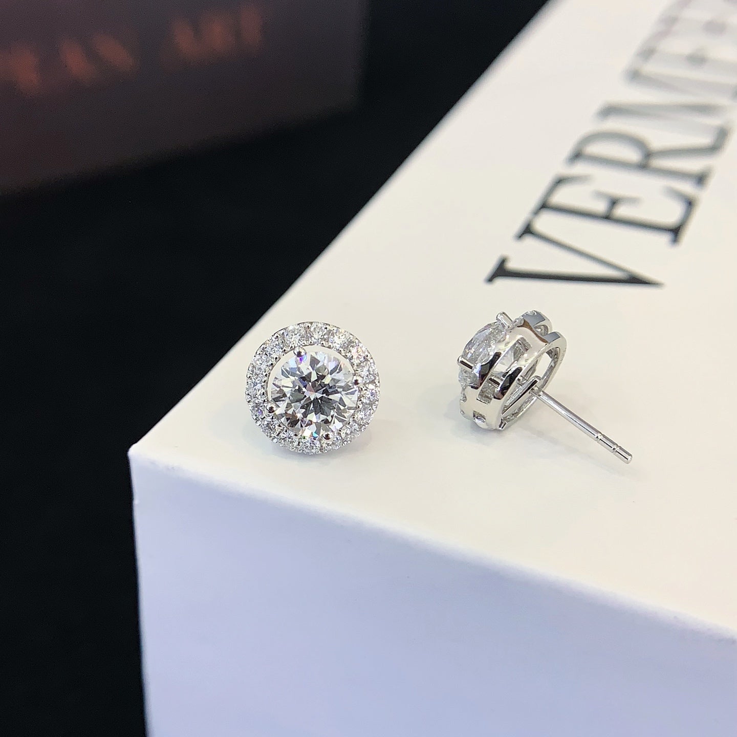 0.713ctw Round Detachable Halo Lab Grown Diamond Earstuds (Pair) in 14k White Gold