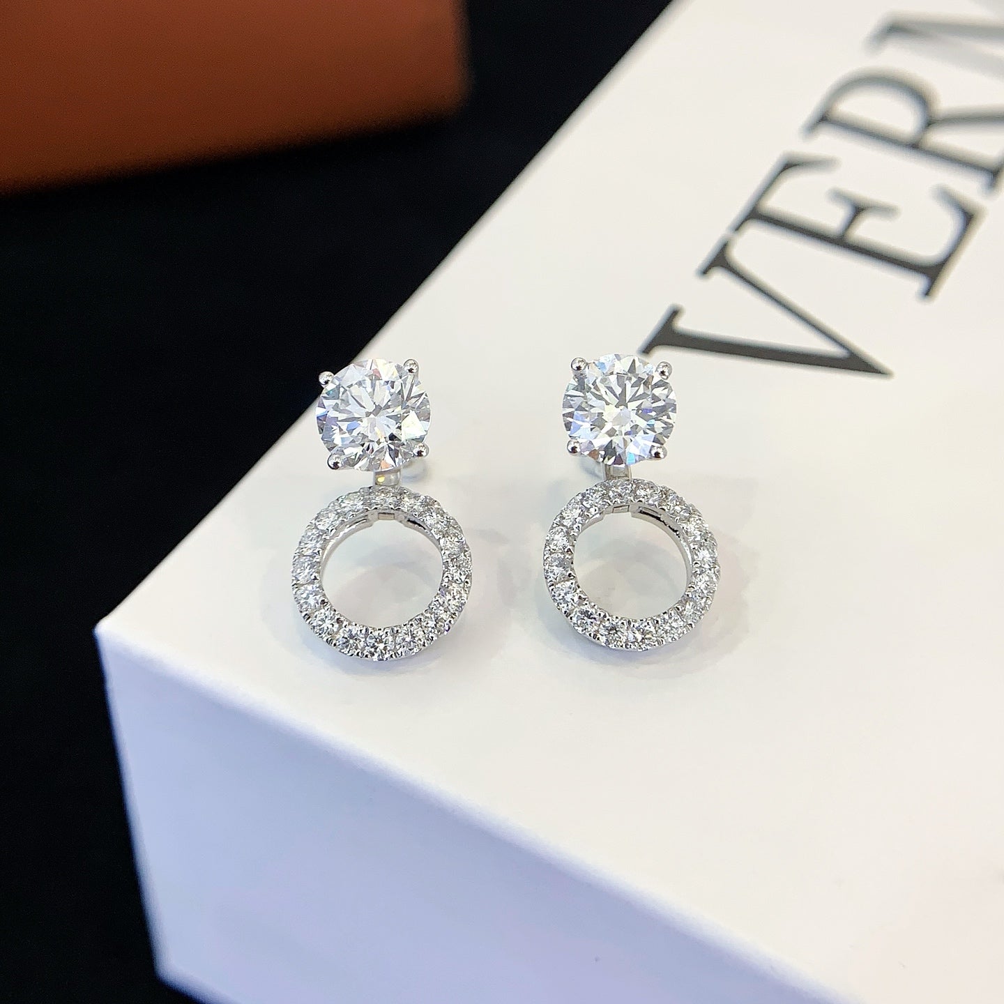 0.713ctw Round Detachable Halo Lab Grown Diamond Earstuds (Pair) in 14k White Gold