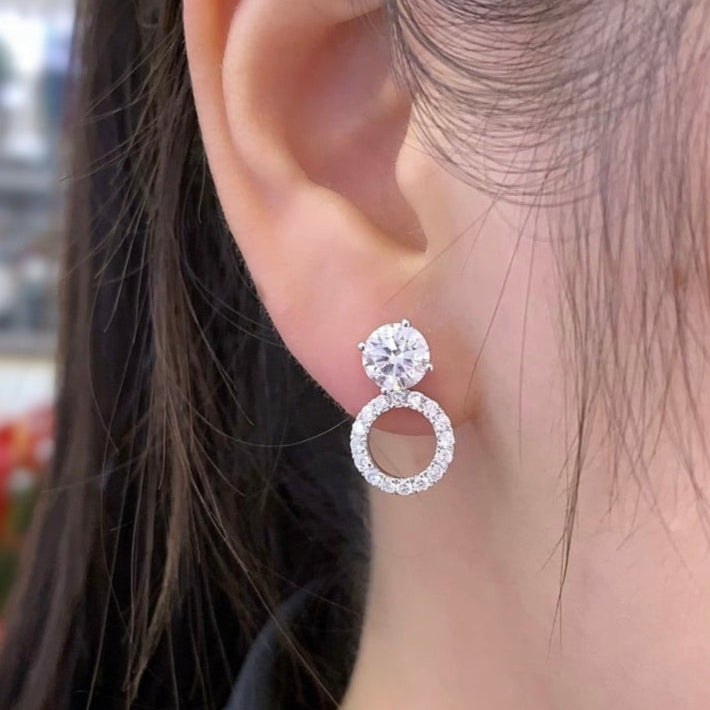 0.713ctw Round Detachable Halo Lab Grown Diamond Earstuds (Pair) in 14k White Gold