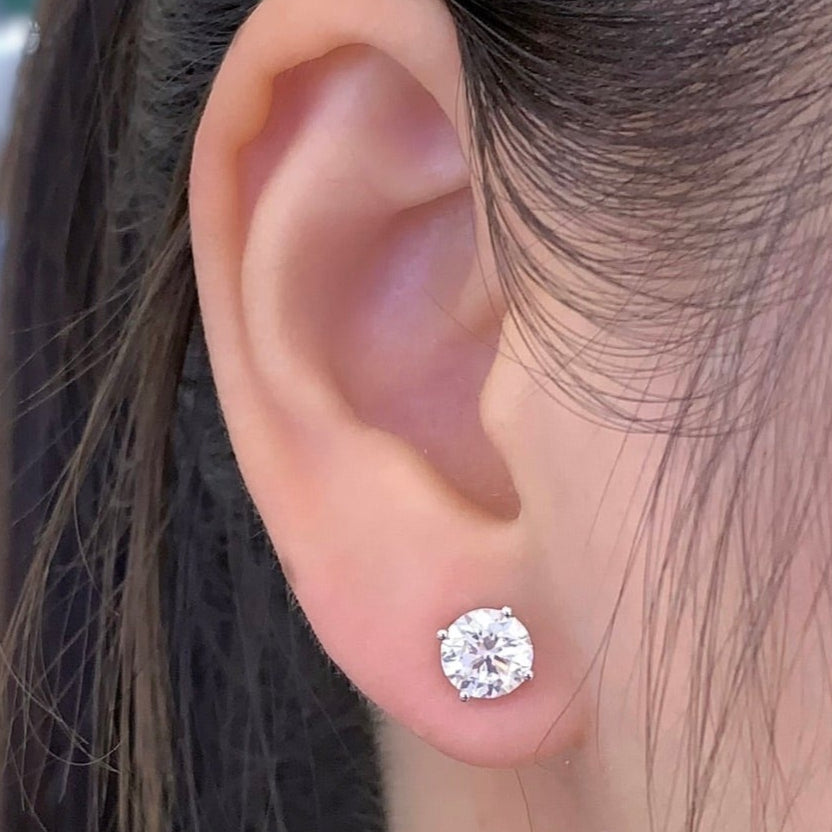 0.713ctw Round Detachable Halo Lab Grown Diamond Earstuds (Pair) in 14k White Gold