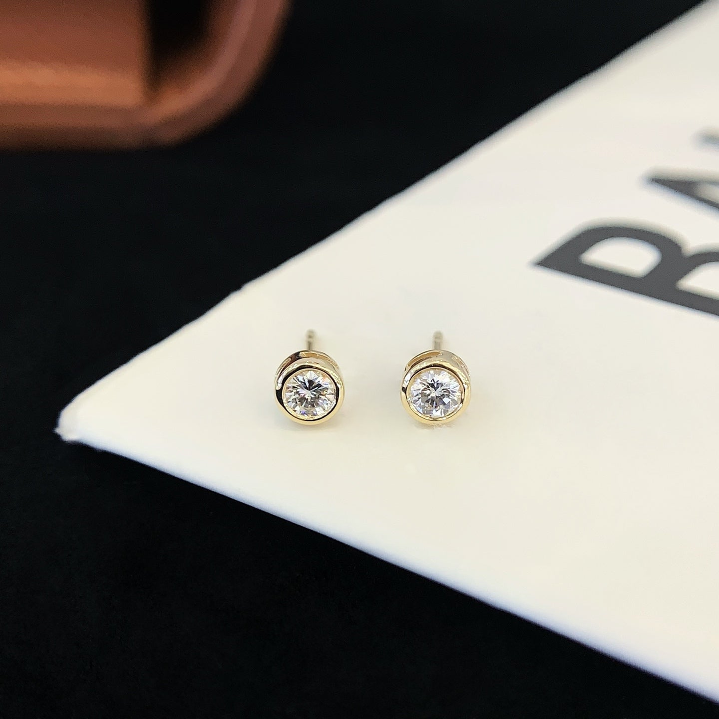 1ctw Bezel Round Cut Lab Grown Diamond Earstuds (Pair) in 14K Yellow Gold