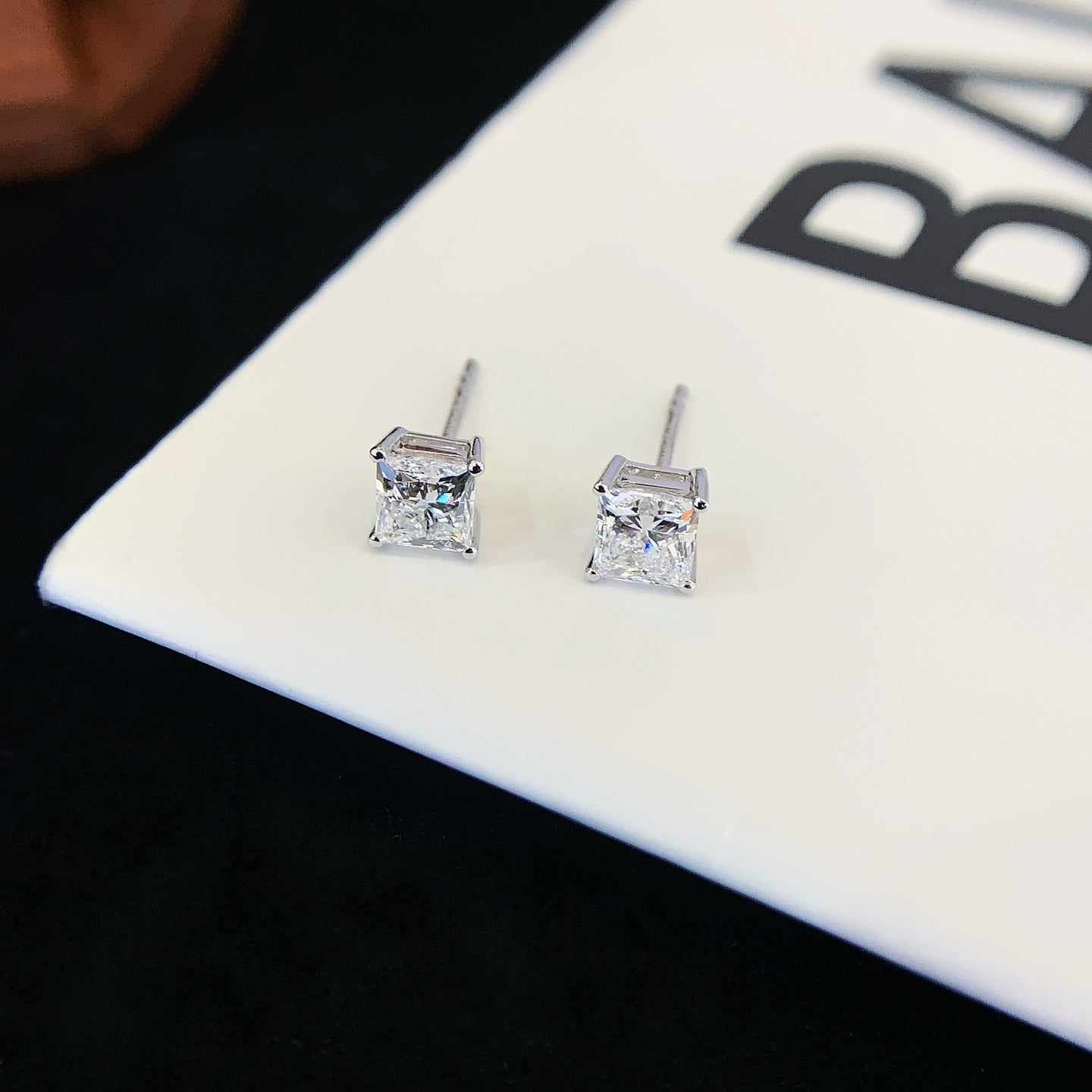 2 ctw Princess Cut 4 Prongs Lab Grown Diamond Earstuds (Pair) in White Gold