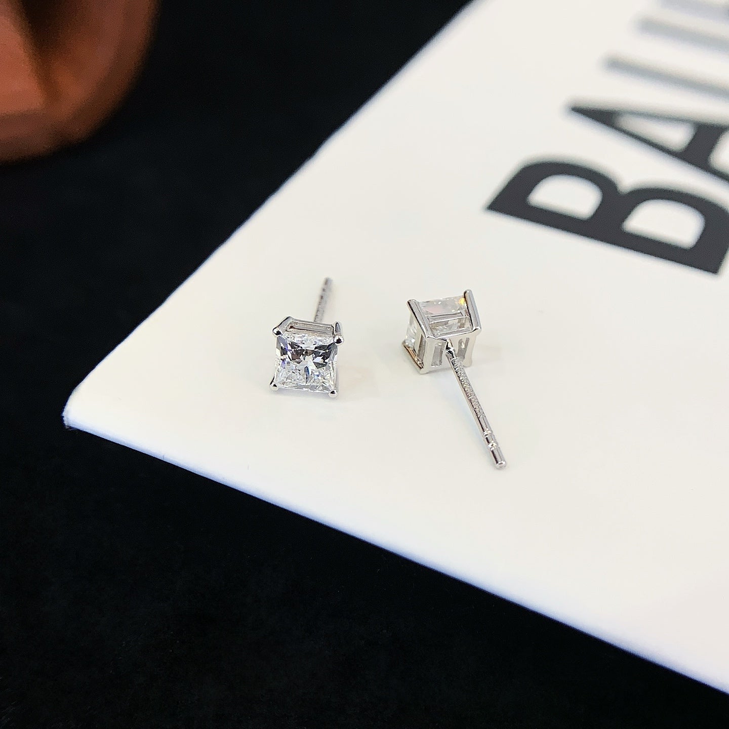 2 ctw Princess Cut 4 Prongs Lab Grown Diamond Earstuds (Pair) in White Gold